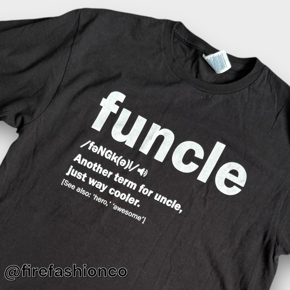 Gildan Black Funcle Definition T-Shirt Large Hipster Indie Graphic Gift - Picture 3 of 4